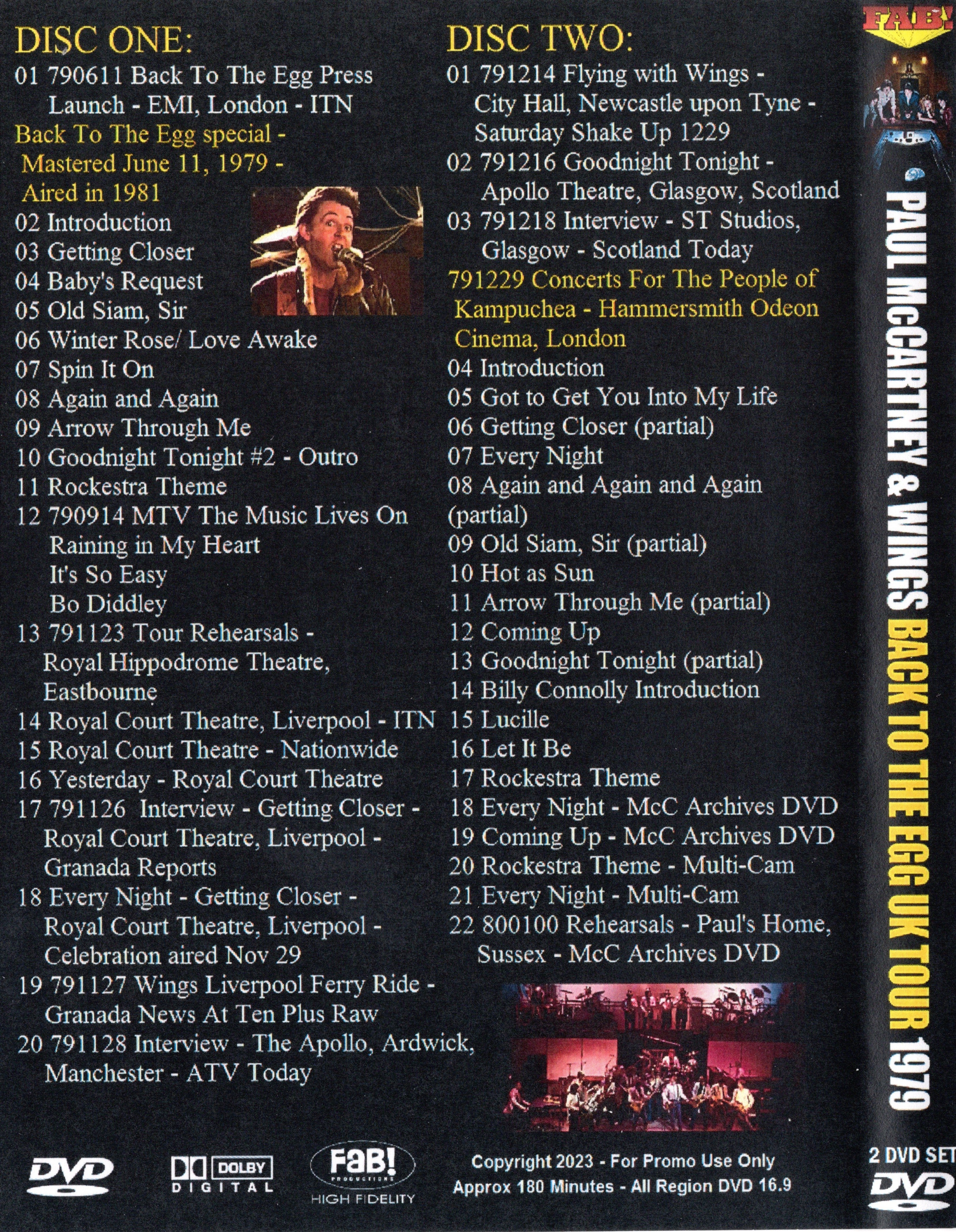 PAUL McCARTNEY & WINGS - BACK TO THE EGG SPECIAL (DVD)