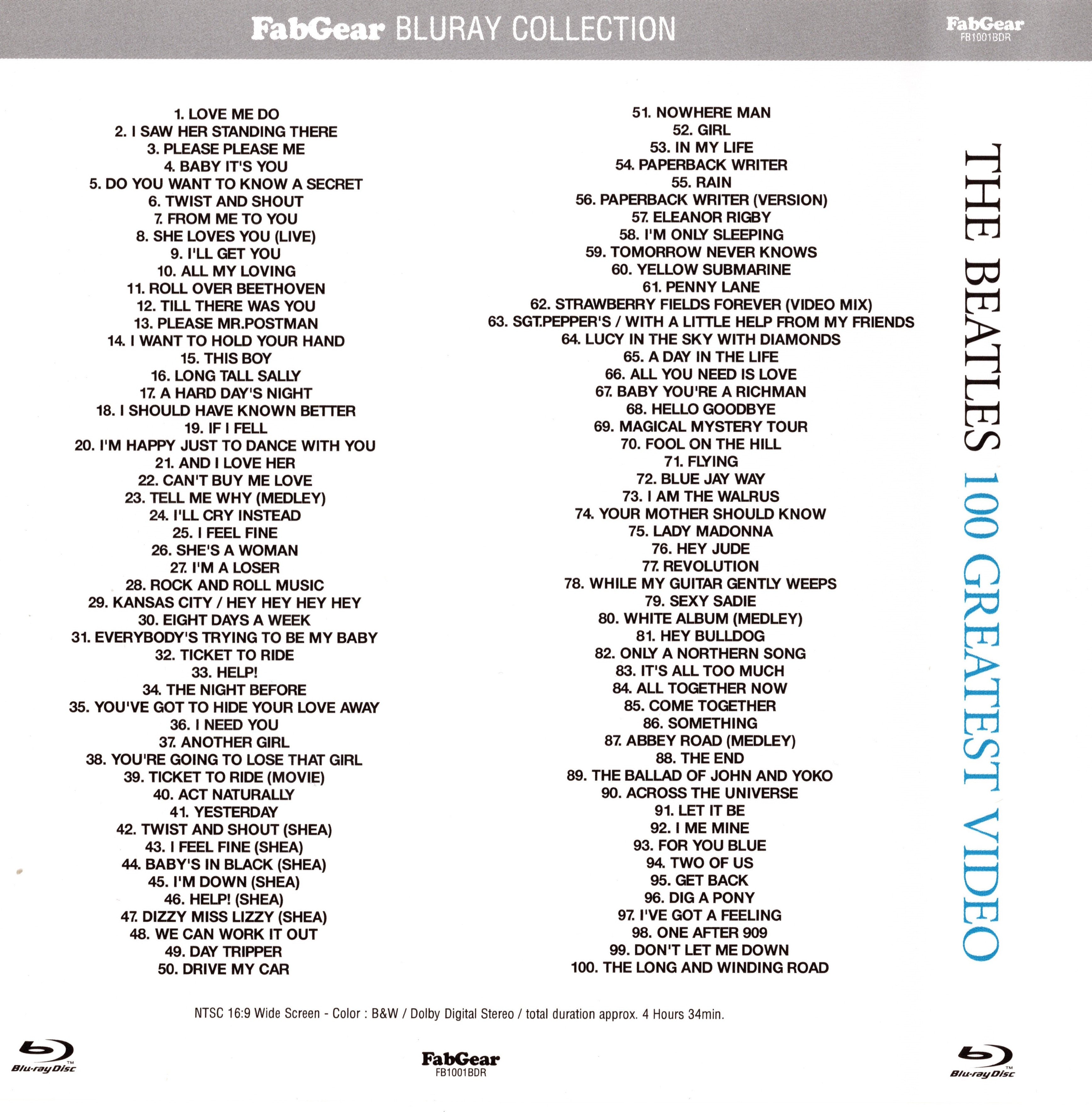 THE BEATLES - 100 GREATEST VIDEOS (BLURAY)