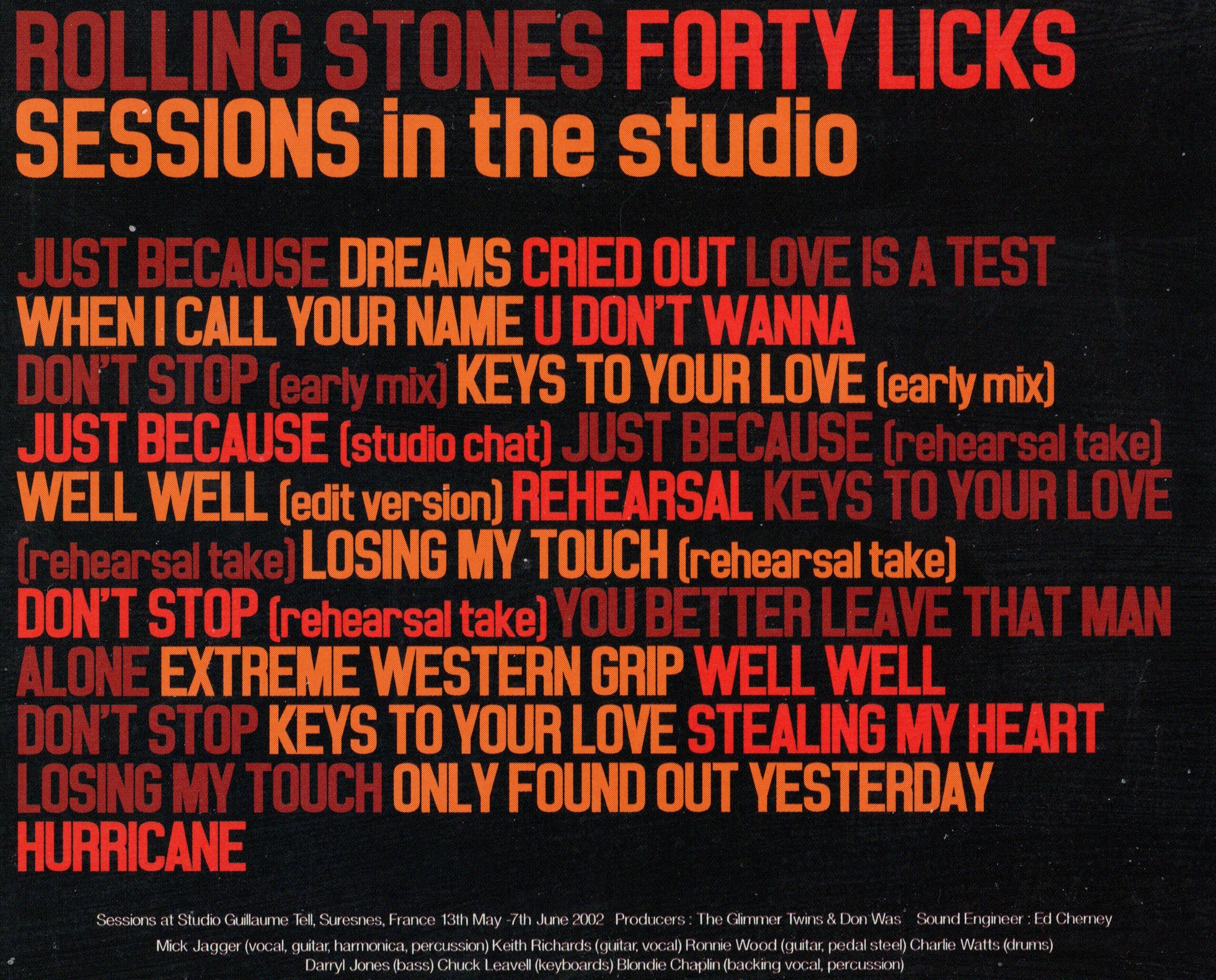 THE ROLLING STONES - 40 LICKS STUDIO SESSIONS (CD)