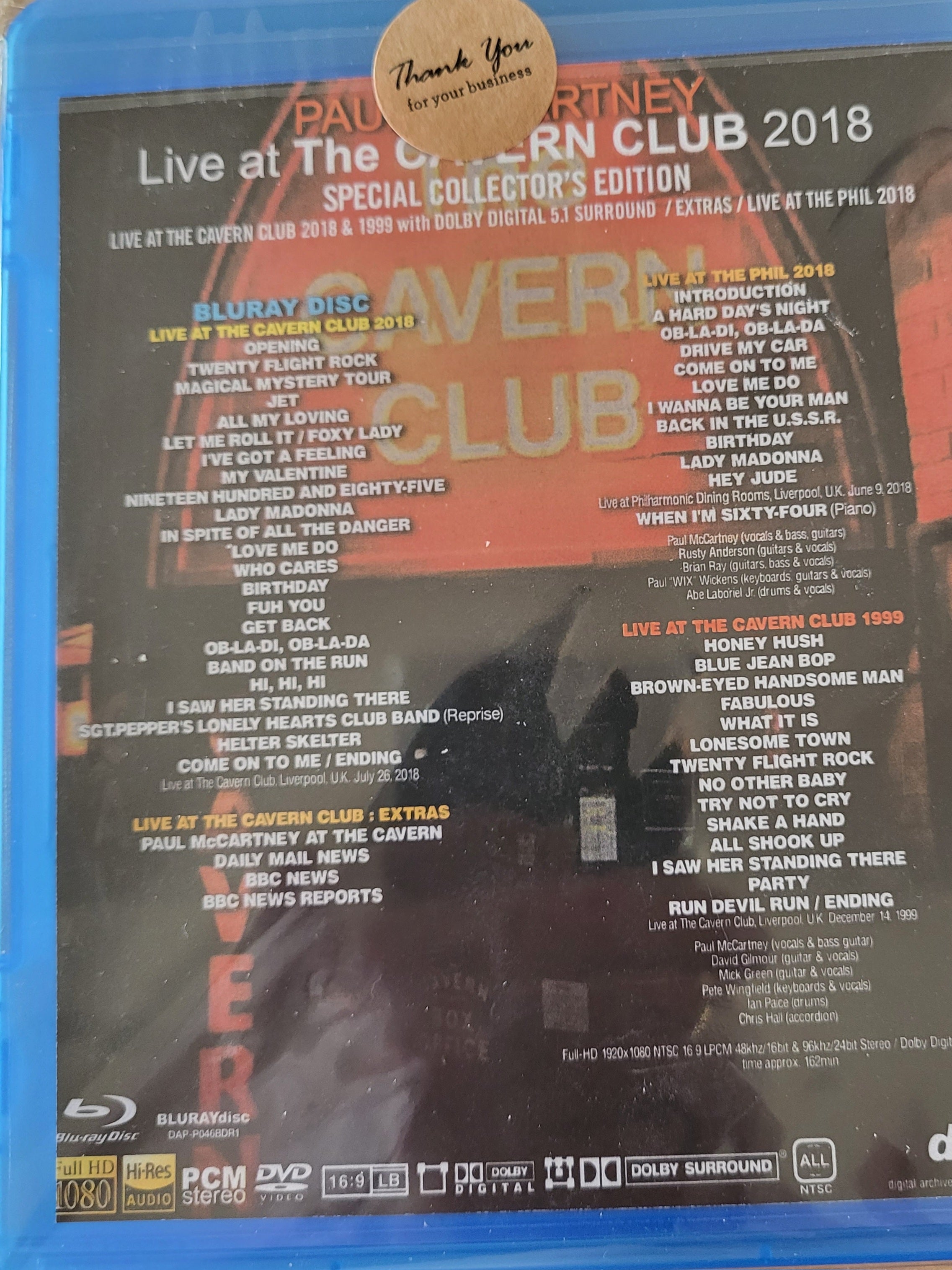 PAUL McCARTNEY - LIVE AT CAVERN 1999 & 2018  (BLURAY)