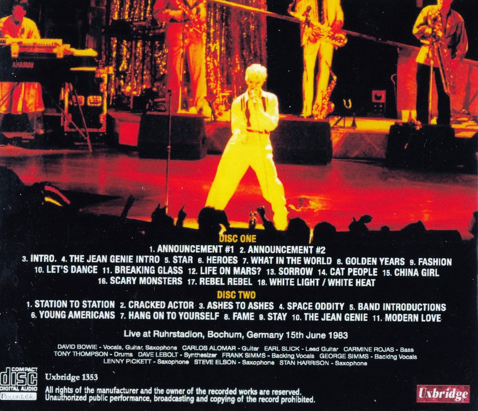 DAVID BOWIE - LIVE IN BOCHUM    (CD)